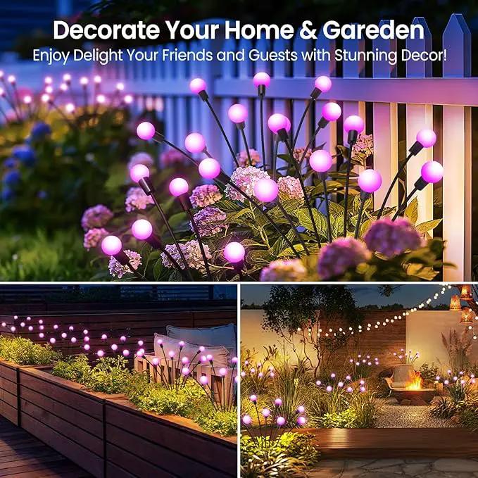 LETMY Solar Garden Lights - 6 Pack Upgraded Swaying Solar Lights Outdoor, 48 LED Firefly Lights Outdoor Waterproof Garden Decorations for Yard Patio Pathway (Purple) by GreenHaven Gardens