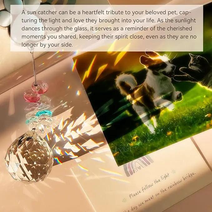 Pet Memorial Suncatcher - Dog Paw Memorial Gifts, Pet Loss Crystal Prisms Rainbow Maker, Lost of Dog Bereavement Gift Idea, Thoughtful Dogs and Cats Remembrance Sun Catcher, Pet Sympathy Gifts by GreenHaven Gardens