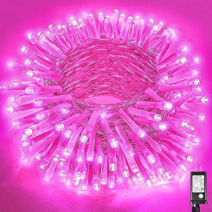 200 LED Pink String Lights, 66ft Pink Christmas Lights Outdoor Waterproof 8 Modes Clear Wire, Connectable Plug in Twinkle Fairy Lights for Bedroom Indoor Wedding Christmas Decorations by GreenHaven Gardens