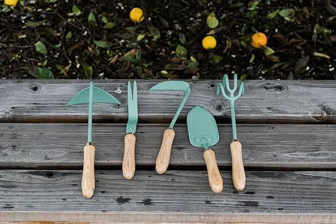 Barebones Dandelion Weeding Fork - Gardening Hand Tools - Japanese Hand Weeder, Weed Puller, and Weed Remover Tool (Ash/Mint) by GreenHaven Gardens