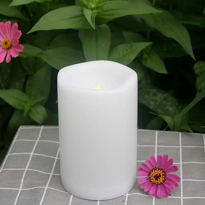 CANDLE CHOICE Waterproof Outdoor Flameless Candles with Remote Timer Large Realistic Flickering Battery Operated Electric LED Pillars Garden Patio Christmas Wedding Decorations 4”x6” 2 Pack by GreenHaven Gardens