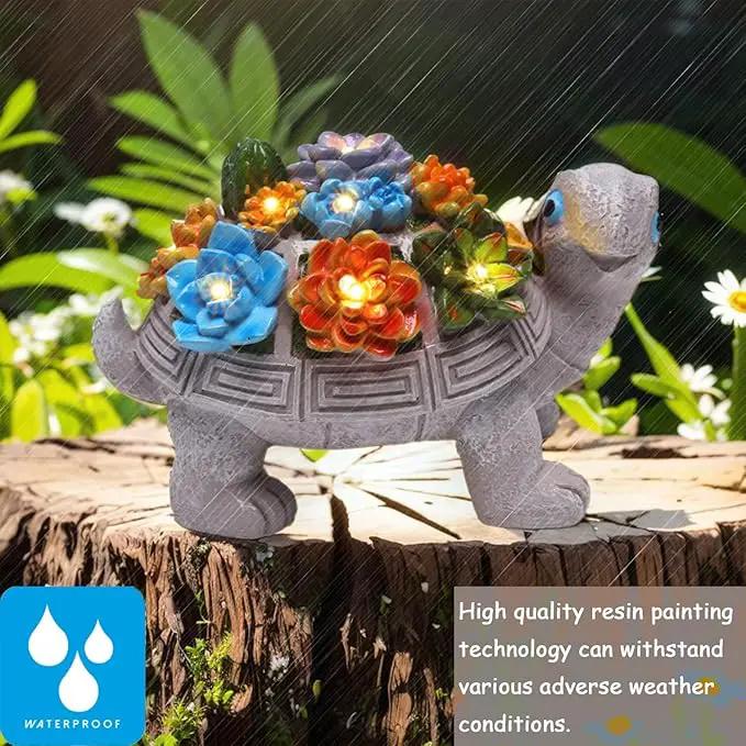 Solar Garden Turtle Statues 7 LED Lights Outdoor Decor Turtle with Succulent Resin Sculpture Patio Porch Balcony Yard Lawn Art Decor Birthday Gifts for Women Mom Grandma Housewarming Gifts by GreenHaven Gardens