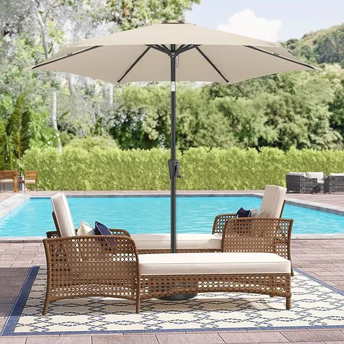 9ft Outdoor Patio Umbrella - Table Umbrella Waterprool UV Protection, Sombrillas de Patio with Push Button Tilt&Crank, Sun Umbrella for Pool, Porch, Garden, Deck, Backyard(Beige) by GreenHaven Gardens