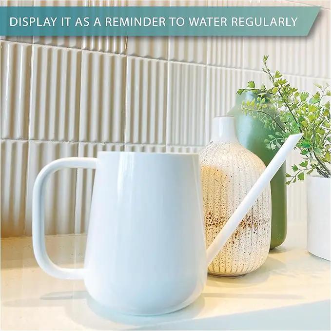 Metal Watering Can for Indoor Houseplants Outdoor Garden Long Sprout Water Can for Succulents Herb Bonsai Modern Garden Tool 33.8oz/1000ml (Brilliant White) by GreenHaven Gardens