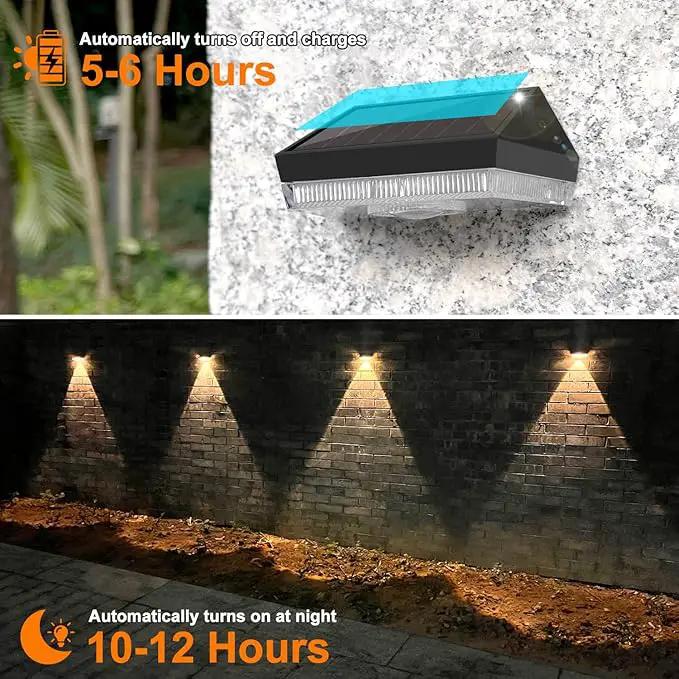 Ellasay Solar Fence Lights Outdoor: Solar Powered Deck Light -10 Lighting Modes with RGB - Waterproof IP65 - Led Lens Wall Decor for Garden Patio Backyard Porch 4 Pack by GreenHaven Gardens