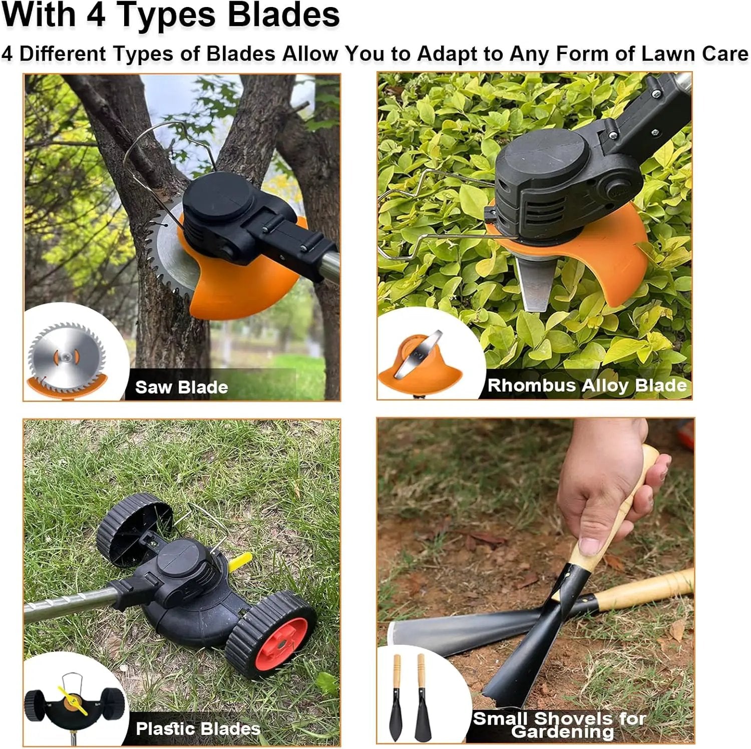 Electric Weed Wacker Eater Cordless, Weed Wacker Battery Powered, Weed Trimmer with 2 21V/2Ah Battery Operated & 15 Blades & Wheels, No-String Grass Trimmer/Brush Cutter/Edger for Garden Yard by GreenHaven Gardens