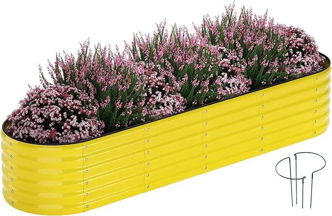 Galvanized Metal Planter Raised Garden Bed Kit for Gardening Outdoor，8x2x1ft Planter Grow Garden Box Raised Flower Bed，Long Vegetable Clearance Herb Raised Garden Beds for Gardening by GreenHaven Gardens