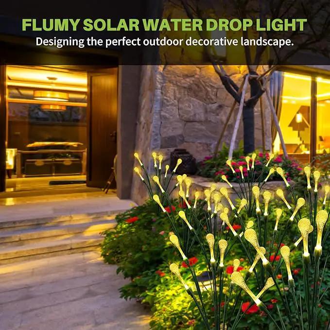 Solar Lights Outdoor Waterproof Upgraded Outdoor Solar Lights for Yard Patio Garden Decor, Solar Lights for Outside Gardening Supplies, Water Droplets Garden Lights Solar Powered Outdoor (2 Pack) by GreenHaven Gardens