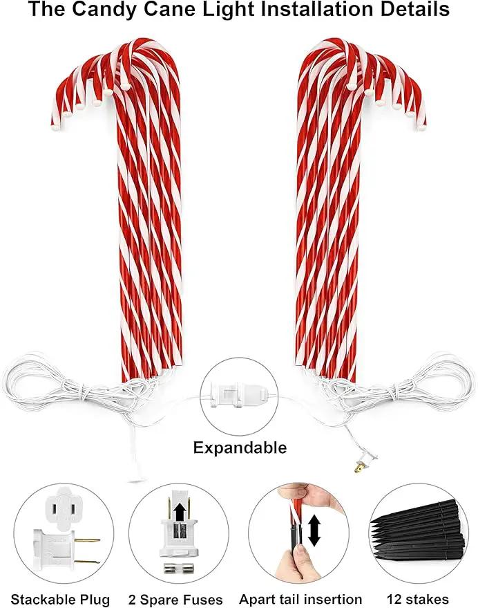 COOLWUFAN 28" Christmas Candy Cane Pathway Markers, Set of 12 Pack Christmas Outdoor Decorations Pathway Lights with 72 Warm Lights for Christmas Holiday Party Walkway Patio Garden Yard Lawn Decor by GreenHaven Gardens