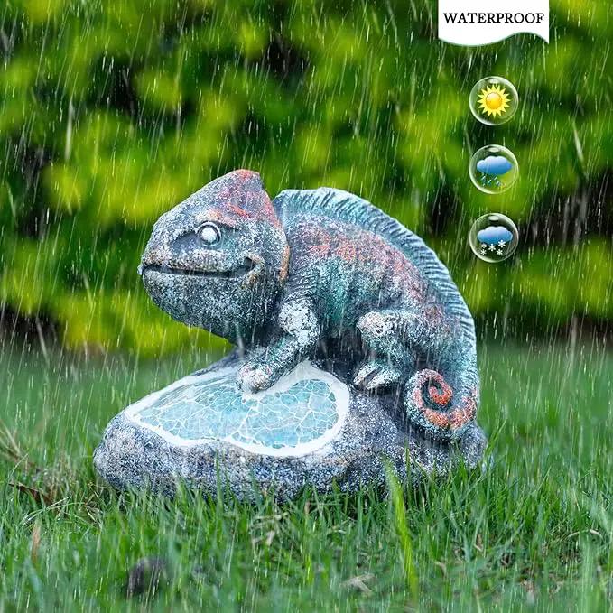 Solar Chameleon Garden Statues Outdoor Decor Resin Chameleon Figurine with Solar Light for Patio,Balcony,Yard,Lawn Ornament,Perfect Garden Gift by GreenHaven Gardens
