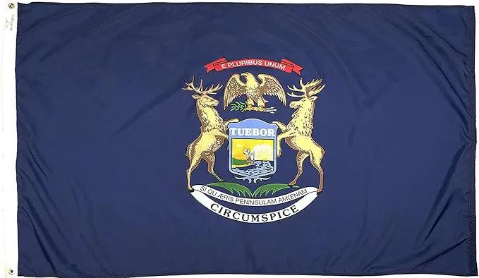 FlagSource Michigan Nylon State Flag, Made in the USA, 5x8' by GreenHaven Gardens