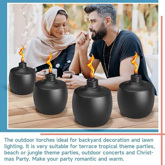 2-Pack Citronella Tabletop Torches, 21.5 oz Table Top Torches for Outdoor, Metal Oil Burner Candles, Garden Torches with Fiberglass Wick for Yard, Patio, Deck, Garden, Party, Landscape by GreenHaven Gardens