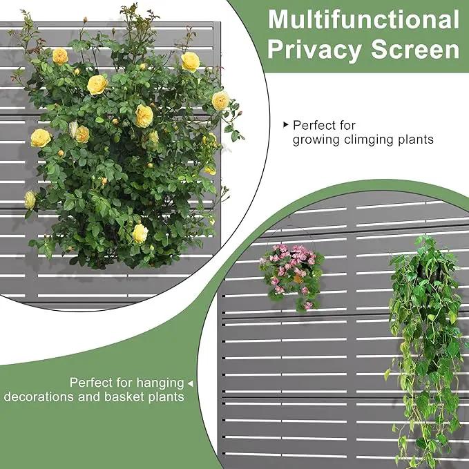 Casaphoria Metal Raised Garden Bed with Trellis and Wheels, 47"x47"x16" Planter Box for Climbing Plants, Vegetables & Vines, Features Drainage Holes and Privacy Screen (Grey-Louvered) by GreenHaven Gardens