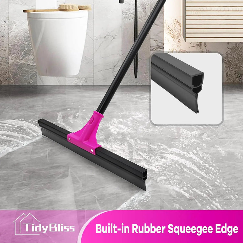 Floor Squeegee Heavy Duty with 58.3 inches Long Handle, Rubber Foam Water Scraper Broom Epoxy Wiper Mop for Cleaning Concrete Pool Rug Garage Deck Shower Window Outdoor Indoor by GreenHaven Gardens