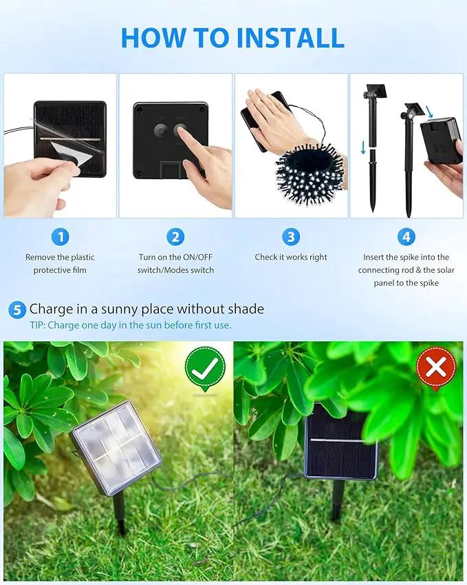 Brightown 2 Pack Solar String Lights for Outside, Each 46Ft 120 LED Solar String Lights Outdoor with 8 Modes, IP65 Waterproof Solar Lights for Patio Yard Wedding Garden Party Decorations, Cool White by GreenHaven Gardens