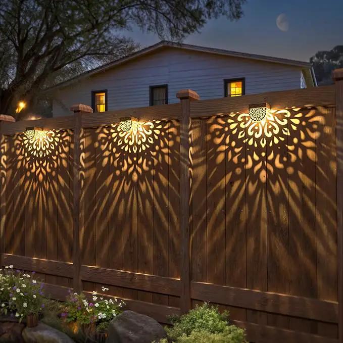Solar Fence Lights 6 Pack Solar Deck Lights Outdoor Waterproof LED Solar Powered Step Lights Wall Lights Outdoor Decorations Warm Yellow Light Decorative Lighting for, Front Door, Backyard (Gold) by GreenHaven Gardens