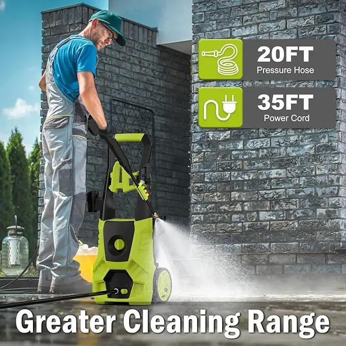 Pressure Washer, 5000PSI Max 3.6GPM with Foam Cannon 35FT Power Cord 4 Nozzles for Cars, Green by GreenHaven Gardens