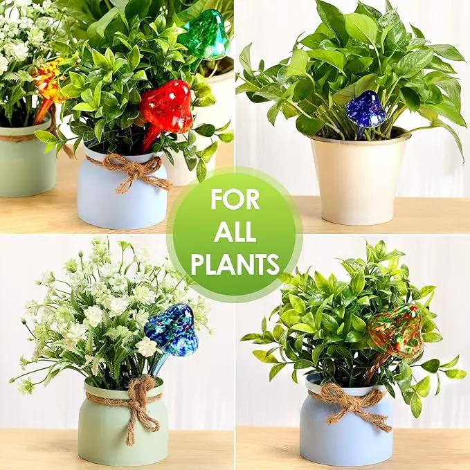 Meanplan 8 Pcs Watering Globe for Plant Self Watering Globes for Indoor Outdoor Plants Watering Devices Self Watering Spikes Mushroom Watering Bulbs Automatic Glass Plant Waterer for Plants by GreenHaven Gardens