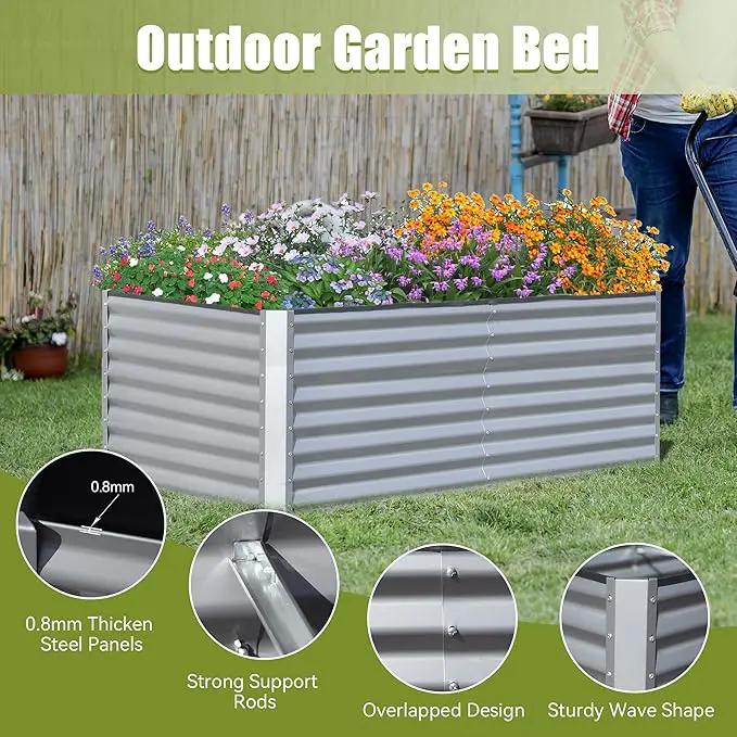 Domi Galvanized Raised Garden Bed, Outdoor Planter Garden Boxes Large Metal Planter Box for Gardening Vegetables Fruits Flowers, Silvery (6x3x2ft) by GreenHaven Gardens