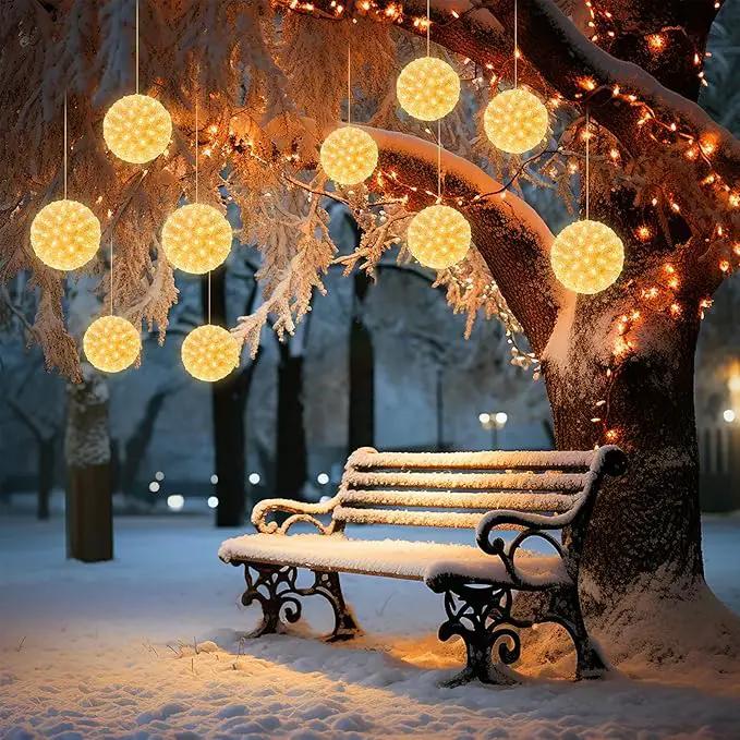 Brightown 6" Christmas Lighted Sphere Balls, 100 LED Warm White Starlight Ball - Plug-in Waterproof Outdoor & Indoor Christmas Holiday Decoration by GreenHaven Gardens