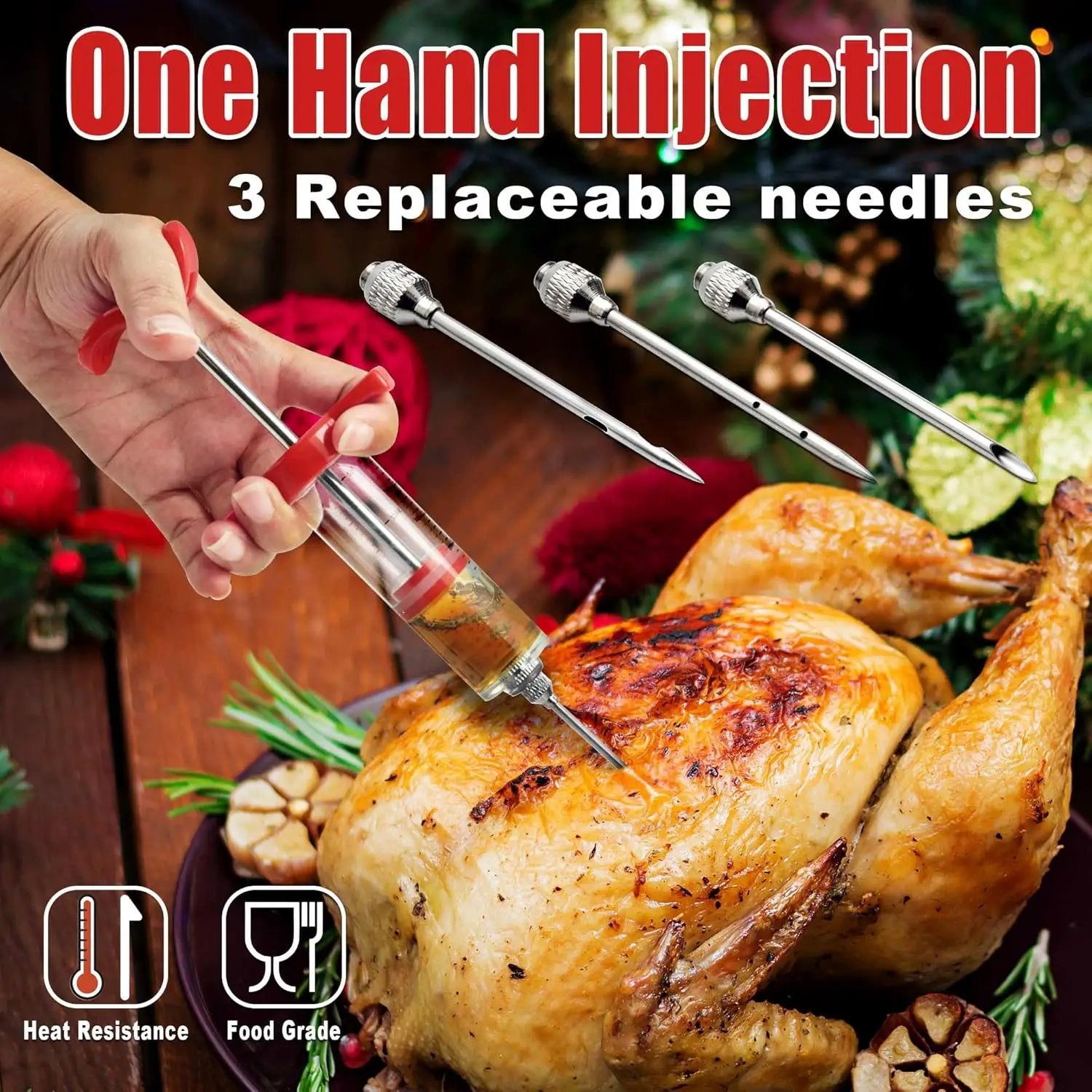 Professional Turkey Baster Meat Injector Syringe Kit, Baster for Cooking Thanksgiving & Christmas Turkey, Injector Marinades for Meats, Full Set with Basting Brush, Meat Shredder Claws, Large Capacity by GreenHaven Gardens