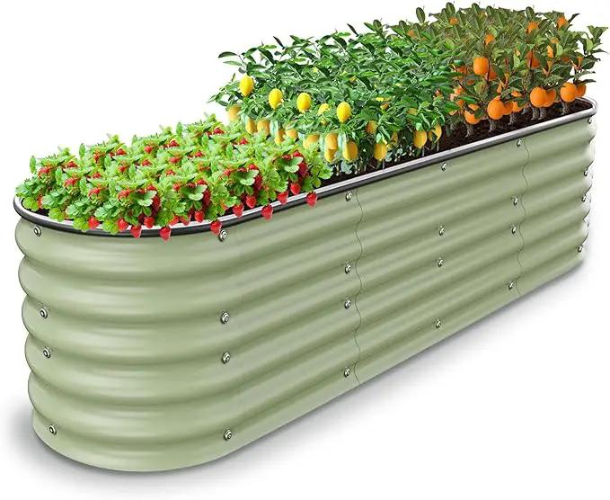 8 X 2 X 1.4 Ft Galvanized Raised Garden Bed,Sturdy and Easy to Assemble Oval Raised Planter Beds Outdoor for Vegetables, Gardening, Flowers, Fruits（Light Green） by GreenHaven Gardens