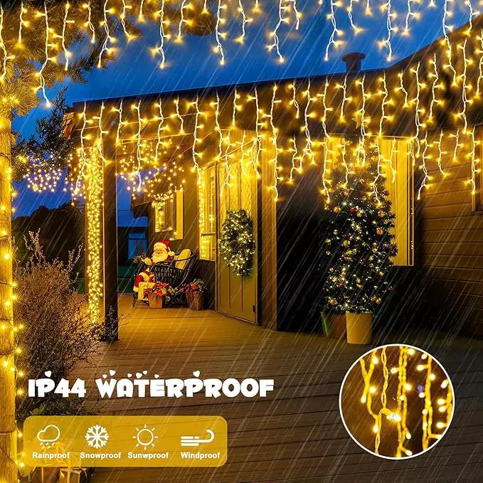 JMEXSUSS 38.8FT Icicle Lights for Outside, 400 LED Icicle Christmas Light Outdoor Indoor Plug in, Warm White Curtain String Lights for Wedding House Patio Party Fireplace Holiday Decorations by GreenHaven Gardens