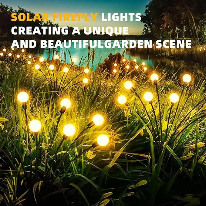 Solar Garden Lights, 4-Pack Dual Mode 40-LED Waterproof Outdoor Solar Firefly Lights for Yard, Patio, Pathway – Warm White Ambiance by GreenHaven Gardens