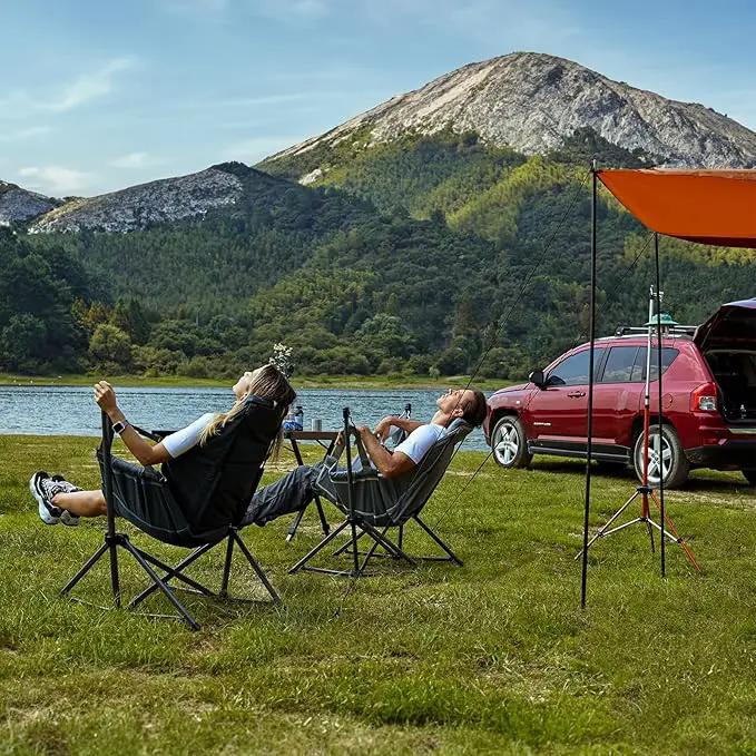 TIMBER RIDGE Hammock Camping Chair with Adjustable Backrest, Heavy Duty Folding Hammock Chair Supports 300lbs, Portable Hammock Chair for Camping, Travelling and Patio, Grey 2 Pack by GreenHaven Gardens