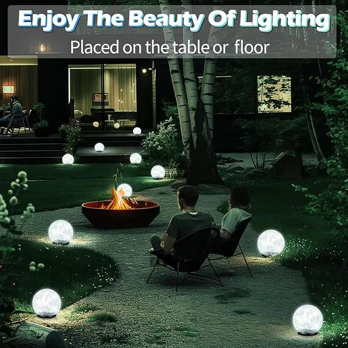 Garden Solar Ball Lights Outdoor Waterproof, 80 LED Cracked Glass Globe Solar Power Ground Lights for Path Yard Patio Lawn, Outdoor Decoration Landscape White (2 Pack 5.9'') by GreenHaven Gardens