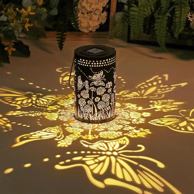 Butterfly Solar Lanterns Outdoor Waterproof, Metal Hanging Lantern for Yard, Patio, Backyard, Porch – Birthday Gifts for Women, Mom, Grandma, Butterfly Garden Decor for Lawn, Pathway, Landscape by GreenHaven Gardens