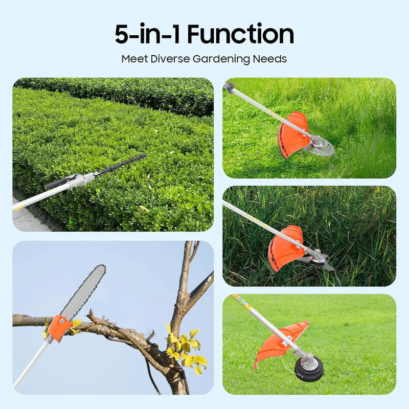 2025 New 52CC 2-Stroke Gas Weed Wacker, 5-in-1 Multi-Functional Lawn Mower Garden Hedge Trimmer String Trimmer Pole Chainsaw with Extension Pole, Weed Eater for Grass and Bush by GreenHaven Gardens