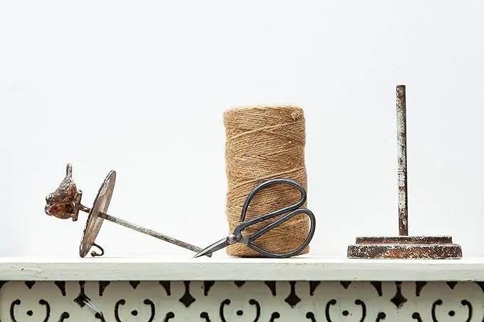 SOFFEE DESIGN Vintage Jute Twine Holder with Scissors for Garden Farmhouse Kitchen Counter Antique Twine Set Birds Rustic Black by GreenHaven Gardens