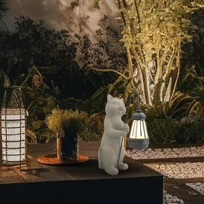 Solar Cat Garden Statue 10 Inch Porch Patio Decor for Outside Yard Decoration Outdoor Unique Housewarming Gardening Birthday Gifts for Cat Lovers Women Grandma by GreenHaven Gardens