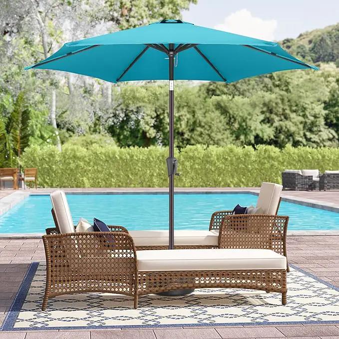 9ft Outdoor Patio Umbrella - Table Umbrella Waterprool UV Protection, Sombrillas de Patio with Push Button Tilt&Crank, Sun Umbrella for Pool, Porch, Garden, Deck, Backyard(Sky Blue) by GreenHaven Gardens