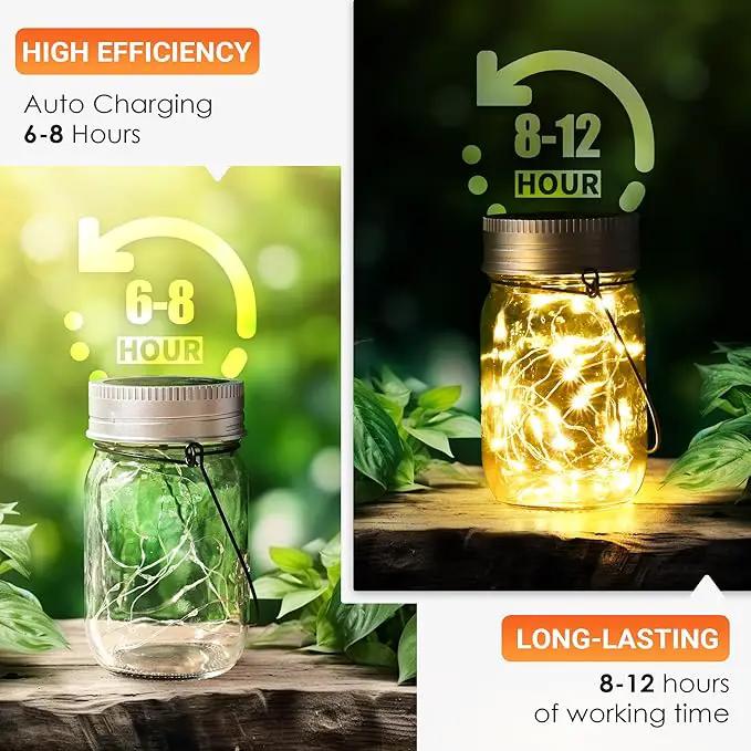 GIGALUMI Solar Mason Jar Lights, 8 Pack 30 Led String Fairy Lights Garden Lights Outdoor Waterproof Hanging Solar Lanterns for Outdoor, Garden, Patio, Lawn, Balcony Decoration by GreenHaven Gardens