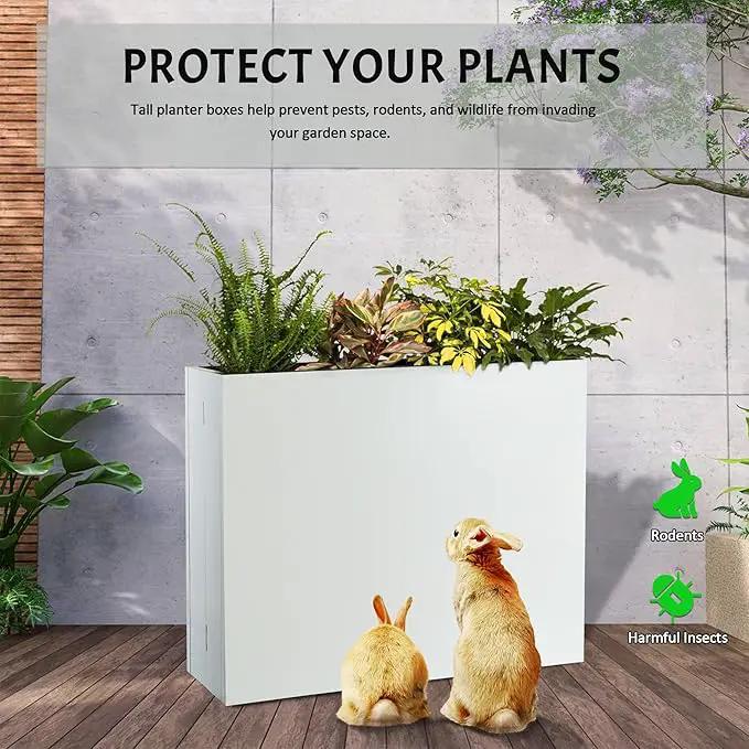 Metal Rectangular Planter, 35.5"x 10"x 28" White Planter Box for Outdoor, Easy Installation Galvanized Steel Planter with Drainage Holes, Outdoor Planter for Porch/Patio/Garden by GreenHaven Gardens