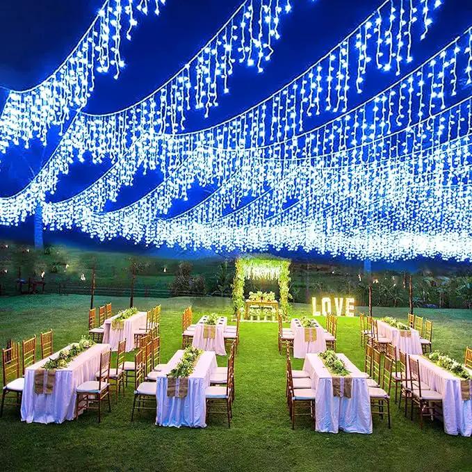 Christmas Icicle Lights Outdoor, 98FT 1216 LED Icicle String Lights with 8 Modes 228 Drops, Curtain Twinkle Lights for Bedroom House Holiday Party Wedding Decorations, Blue by GreenHaven Gardens