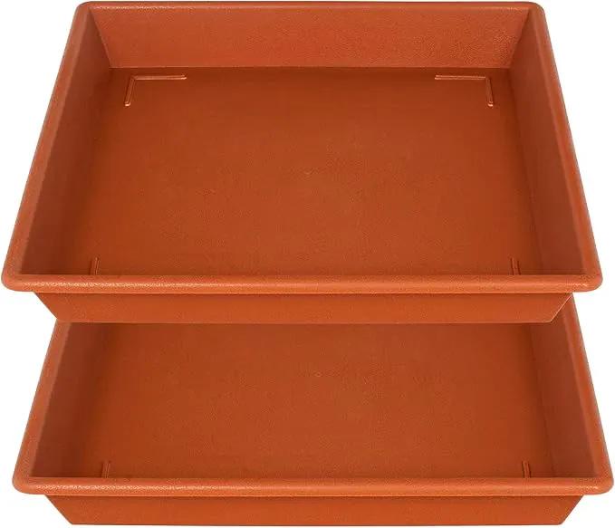 Square Plant Saucer 18 Inch 2 Pack, Large Plant Trays for Pots Heavy Duty Plastic Plant Saucers for Indoors Outdoors, Flower Pot Plant Drip Trays No Holes Terracotta Plant Lover Gardening Gifts by GreenHaven Gardens