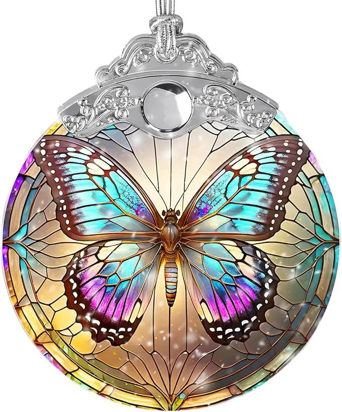 Stained Glass Suncatcher, Jocidea Butterfly Ornament, Christmas Ornaments, Holidays Ornaments, Christmas Tree Decor, Butterfly Decor for Home, Butterfly Gifts by GreenHaven Gardens