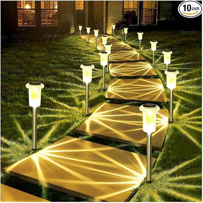 DenicMic Solar Lights Outdoor Pathway Lights 3000K LED Waterproof Acrylic Lamp Head Stainless Steel Stake for Yard Garden Landscape Path Walkway Driveway Patio Lawn (15Pack Warm White) by GreenHaven Gardens