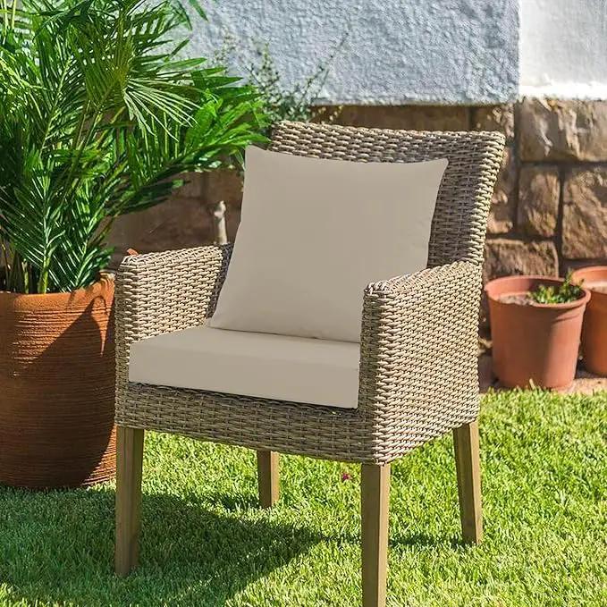 Outdoor Cushions for Patio Furniture, Waterproof Outdoor Chair Cushion w/Fade-Resistant, Removable & Machine-Washable Cover, 22x22 Inch, Deep Seat Sofa/Couch Pad Replacement – Set of 1/2/4, Cream by GreenHaven Gardens