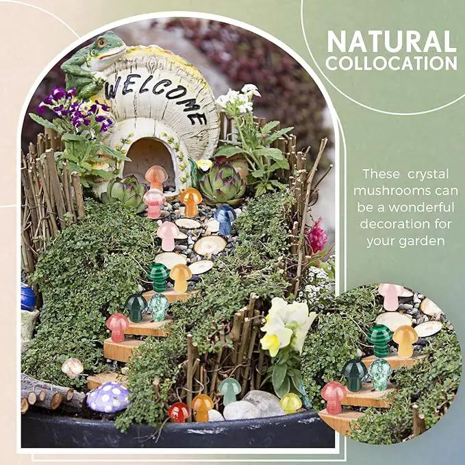 Nuanchu 120 Pieces Crystal Mushroom Sculpture Bulks Hand Making Gemstone Quartz Mushroom Polished Cute Stones Decor for Witchcraft Meditation Garden Home by GreenHaven Gardens
