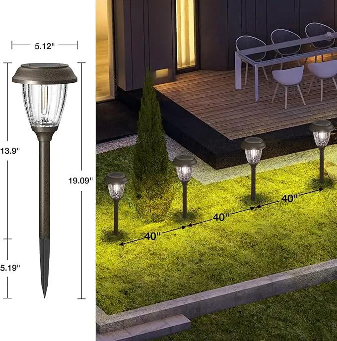XMCOSY+ Solar Lights Outdoor 10/25 LM LED with 2 Lighting Modes, Solar Garden Lights Glass and Metal, IP65 Waterproof Solar Powered for Yard Pathway Walkway Driveway Patio (6 Pack, Warm White) by GreenHaven Gardens