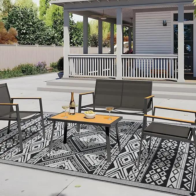 Outdoor Rug 6x9 ft Waterproof, Reversible Outdoor Plastic Straw Rug for Patios Clearance, Outdoor Area Rug Carpet RV Mat for Camping Backyard Deck Porch by GreenHaven Gardens