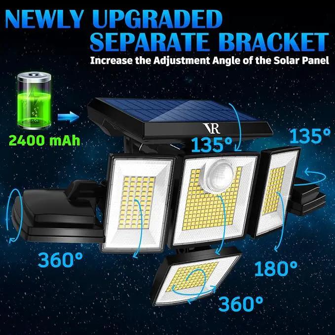 Solar Motion Sensor Flood Lights Outdoor - 496LEDs 3500LM 3 Lighting Modes 3 Levels Brightness, 6 Heads 360° Illumination, IP65 Solar Security Lights,for Porch Yard Patio Garage(2 Packs) by GreenHaven Gardens