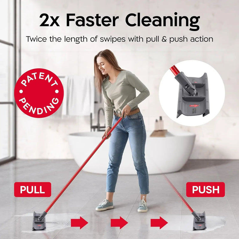 Tyroler MoppyShmoppy 2-in-1 Heavy Duty Floor Squeegee for Concrete Floors & Microfiber Mop 16.5" | Squeegee for Floor with 55" 4-Part Handle | Squeegees Mop | Squeegees Broom for Floors by GreenHaven Gardens