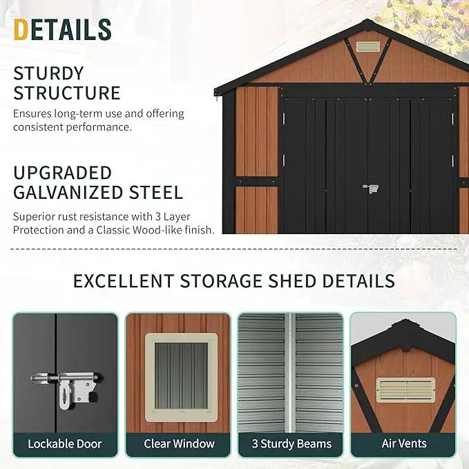 10x12 Ft Outdoor Storage Shed, Extra Large Metal Shed with Lockable Doors, 2 Windows, Outside Steel Tiny House Ideal for Garden, Backyard, Patio Utility, Tool Storage, Chicken Coops by GreenHaven Gardens
