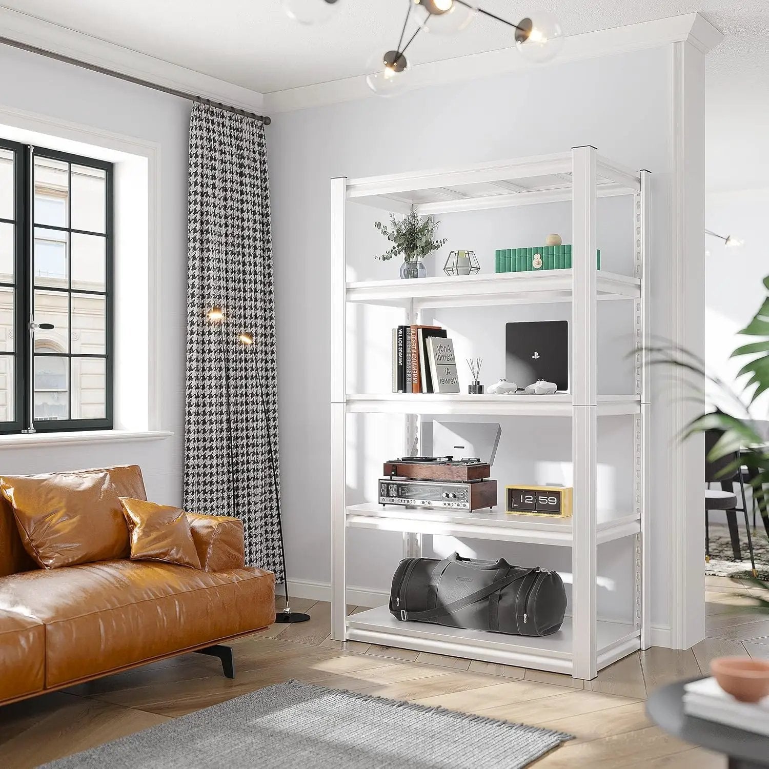 Raybee Garage Shelving Heavy Duty 2000LBS Storage Shelves Heavy Duty Shelving 5 Tier White Metal Shelves Pantry Shelf for Kitchen Closet Basement Warehouse 16.5" D x 32" W x 63" H by GreenHaven Gardens