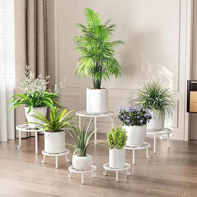 ZUIYIN 7 Pack Metal Plant Stands for Outdoor Indoor, Anti-Rust Iron Flower Pot Stands Outdoor Plants Stands, Indoor Floor Plant Holder Heavy Duty Plant Shelf for Patio, Plant Lover Gifts(White) by GreenHaven Gardens